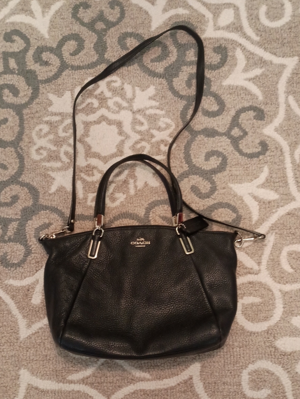 Coach Black Pebbled Leather Tote with Detachable Crossbody Strap